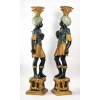 Paire de Nubiens en bois sculpté,Venise, debut du XIXème siecle