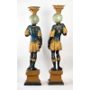 Paire de Nubiens en bois sculpté,Venise, debut du XIXème siecle