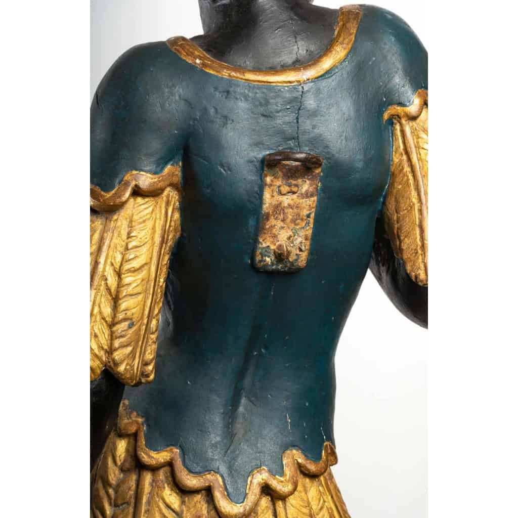 Paire de Nubiens en bois sculpté,Venise, debut du XIXème siecle