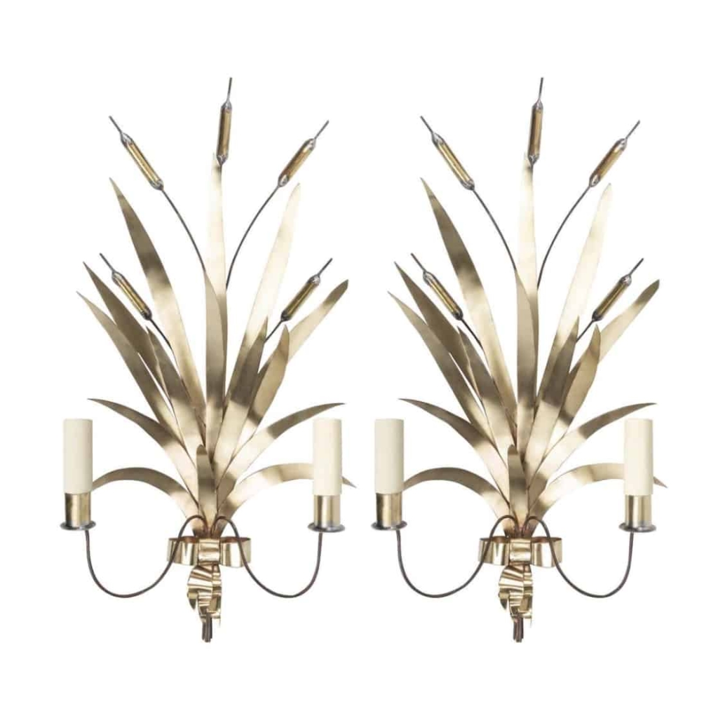 1960 Grande Paire d’Appliques « Bouquet de joncs » Maison FlorArt | Biron |||||
