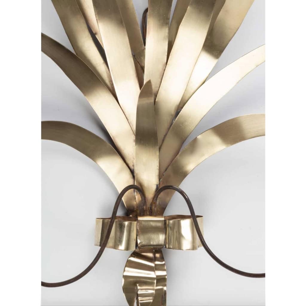 1960 Grande Paire d’Appliques « Bouquet de joncs » Maison FlorArt | Biron 1960 Grande Paire d'Appliques "Bouquet de joncs" Maison FlorArt