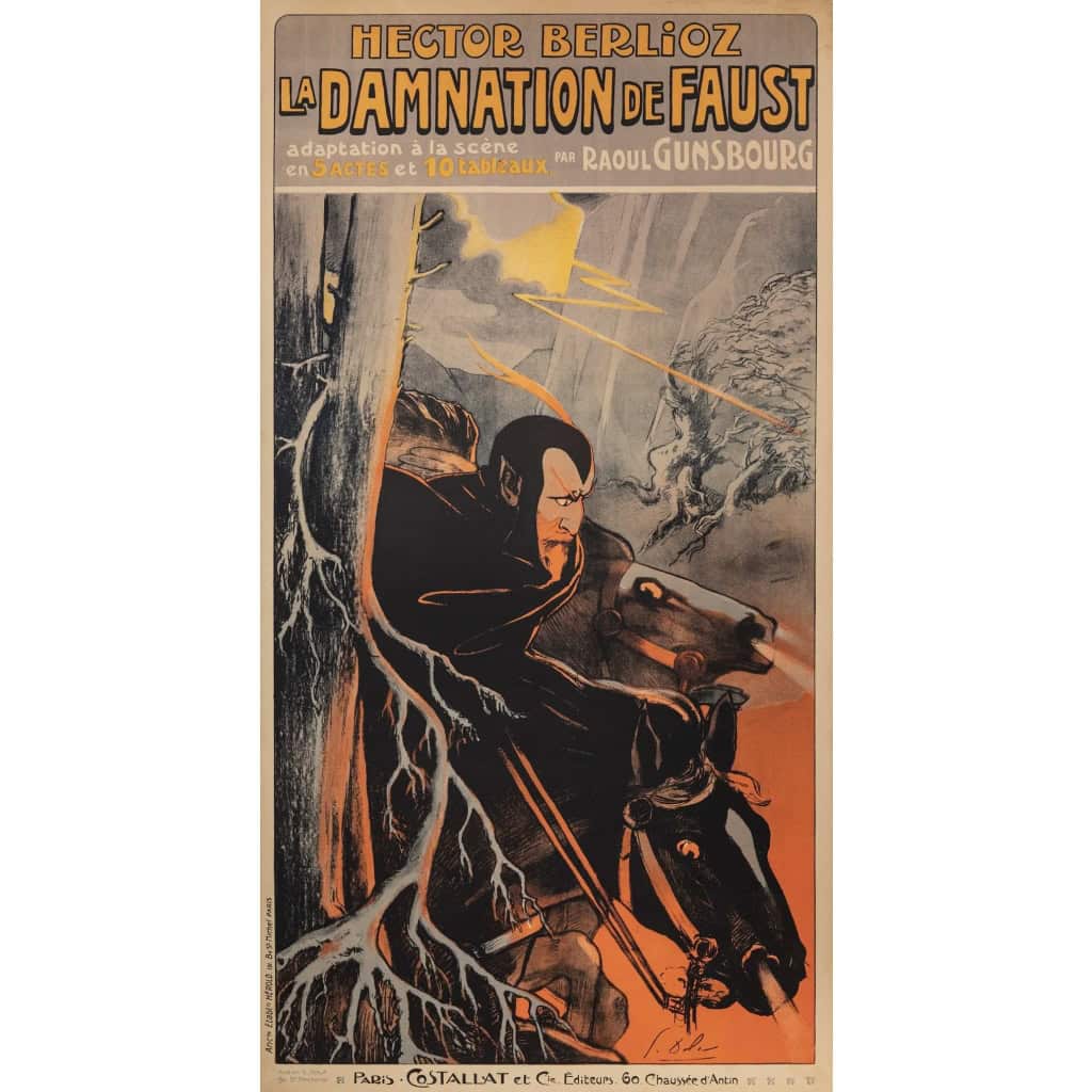 Original Poster – Georges Dola – Faust Damnation – Opera – Hector Berlioz – Horse – 1893 | Biron Moufflet - Parisfinearts||