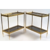 Paire de bout de canapé en bronze et cuire, 1960 | Biron ||||||||||