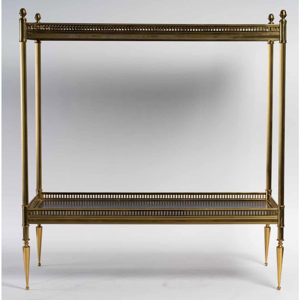 Paire de bout de canapé en bronze et cuire, 1960 | Biron Paire de bout de canapé en bronze et cuire, 1960