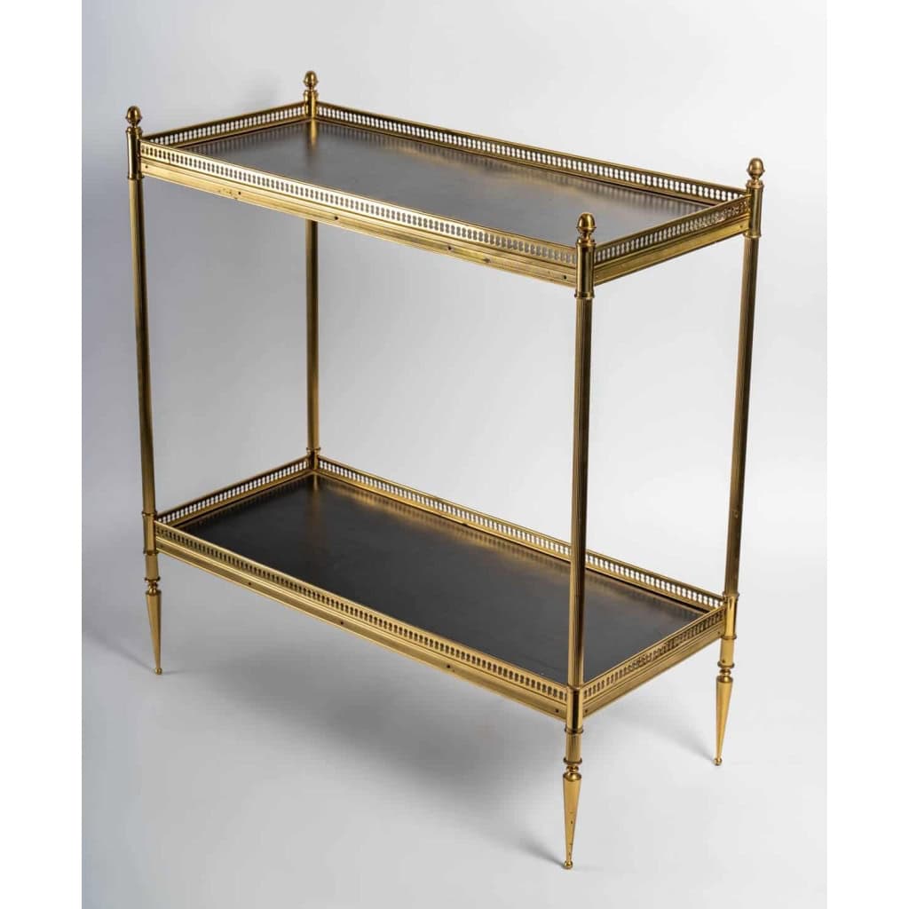 Paire de bout de canapé en bronze et cuire, 1960 | Biron Paire de bout de canapé en bronze et cuire, 1960