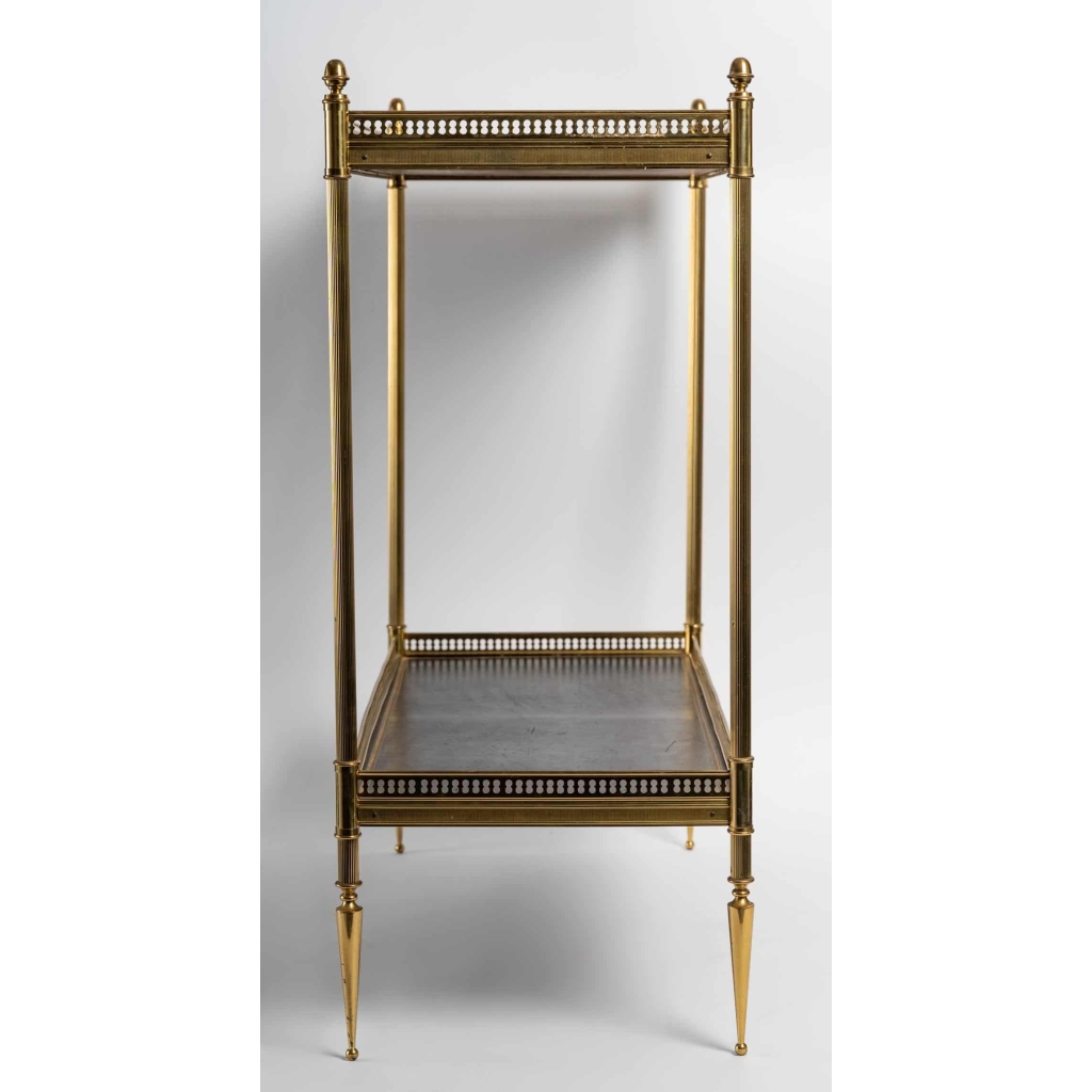 Paire de bout de canapé en bronze et cuire, 1960 | Biron Paire de bout de canapé en bronze et cuire, 1960