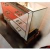 1940/50′ Commode Art Déco Miroir 3 Tiroirs 6 Poignées Verre