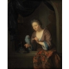 Dame au perroquet – Attr. à Godfried Schalcken (1643 – 1706) – Ancienne collection Duchesse de Kent. | Biron Dame au perroquet – Attr. à Godfried Schalcken (1643 – 1706) – Ancienne collection Duchesse de Kent.