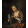 Dame au perroquet – Attr. à Godfried Schalcken (1643 – 1706) – Ancienne collection Duchesse de Kent. | Biron Dame au perroquet – Attr. à Godfried Schalcken (1643 – 1706) – Ancienne collection Duchesse de Kent.