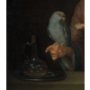 Dame au perroquet – Attr. à Godfried Schalcken (1643 – 1706) – Ancienne collection Duchesse de Kent. | Biron Dame au perroquet – Attr. à Godfried Schalcken (1643 – 1706) – Ancienne collection Duchesse de Kent.