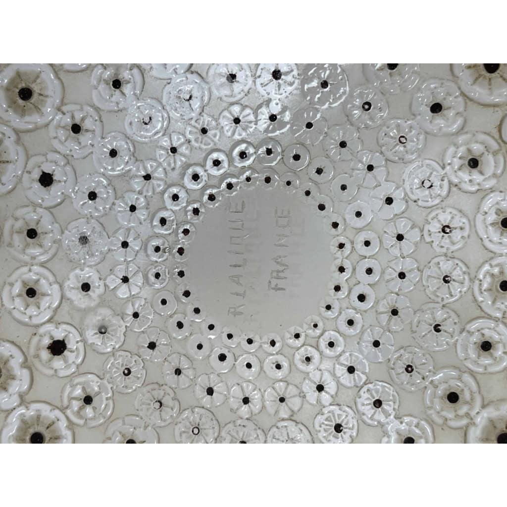 Coupe « Nemours » verre blanc émaillé noir d’origine et patiné sépia de René LALIQUE | Biron Coupe "Nemours" verre blanc émaillé noir d'origine et patiné sépia de René LALIQUE