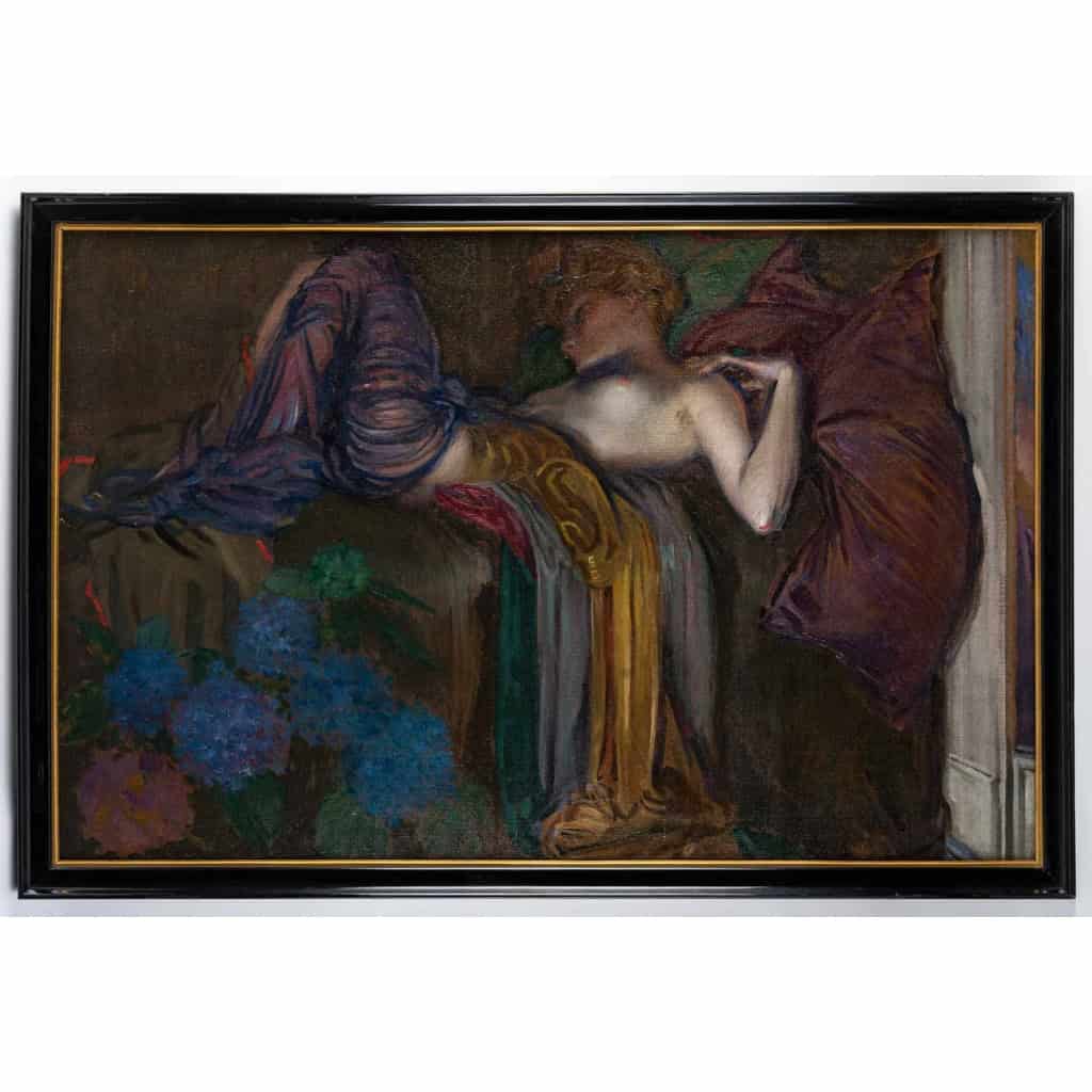 Huile sur toile représentant une femme couchée. Circa. 1920 – 1930 | Biron |||||||||