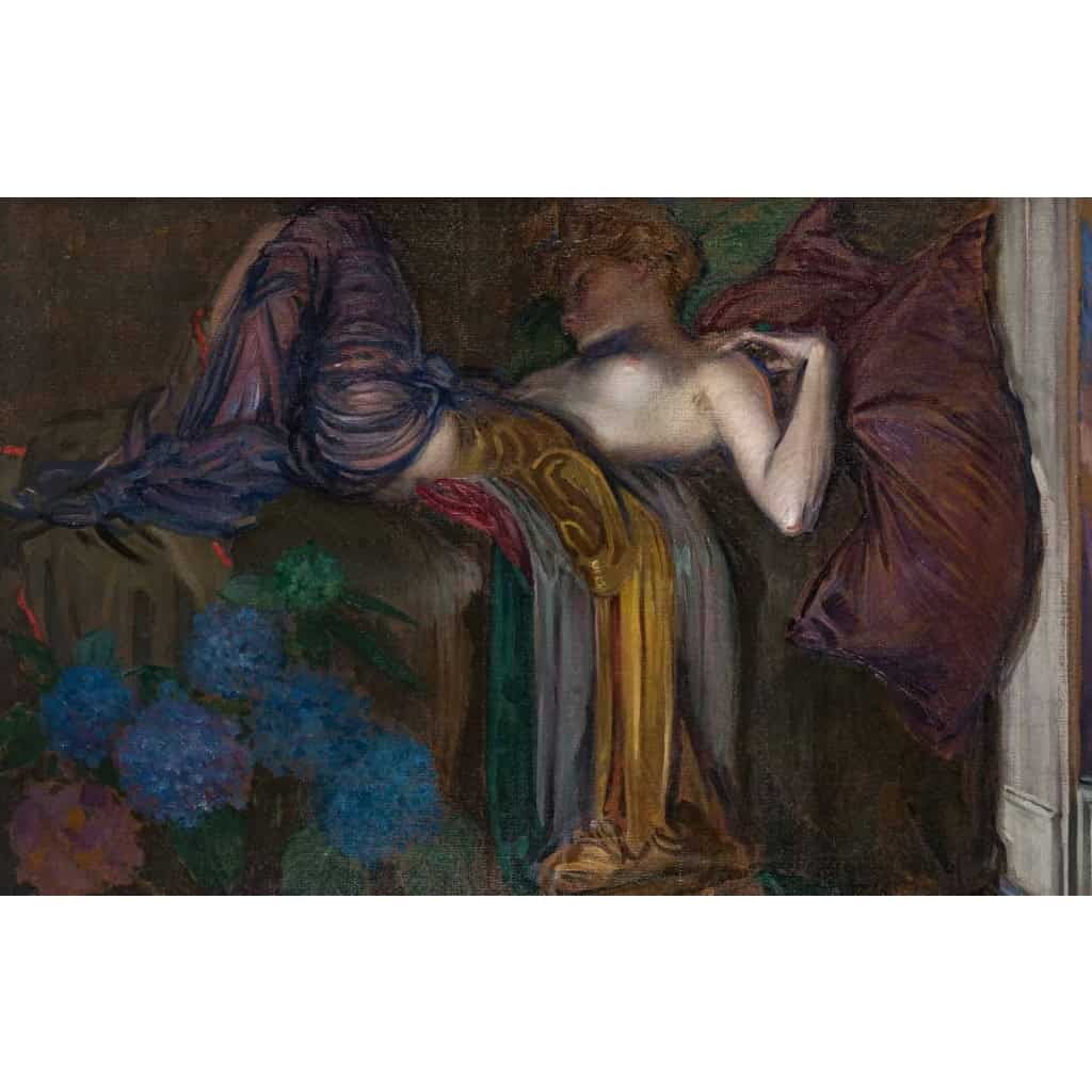 Huile sur toile représentant une femme couchée. Circa. 1920 – 1930 | Biron Huile sur toile représentant une femme couchée. Circa. 1920 - 1930