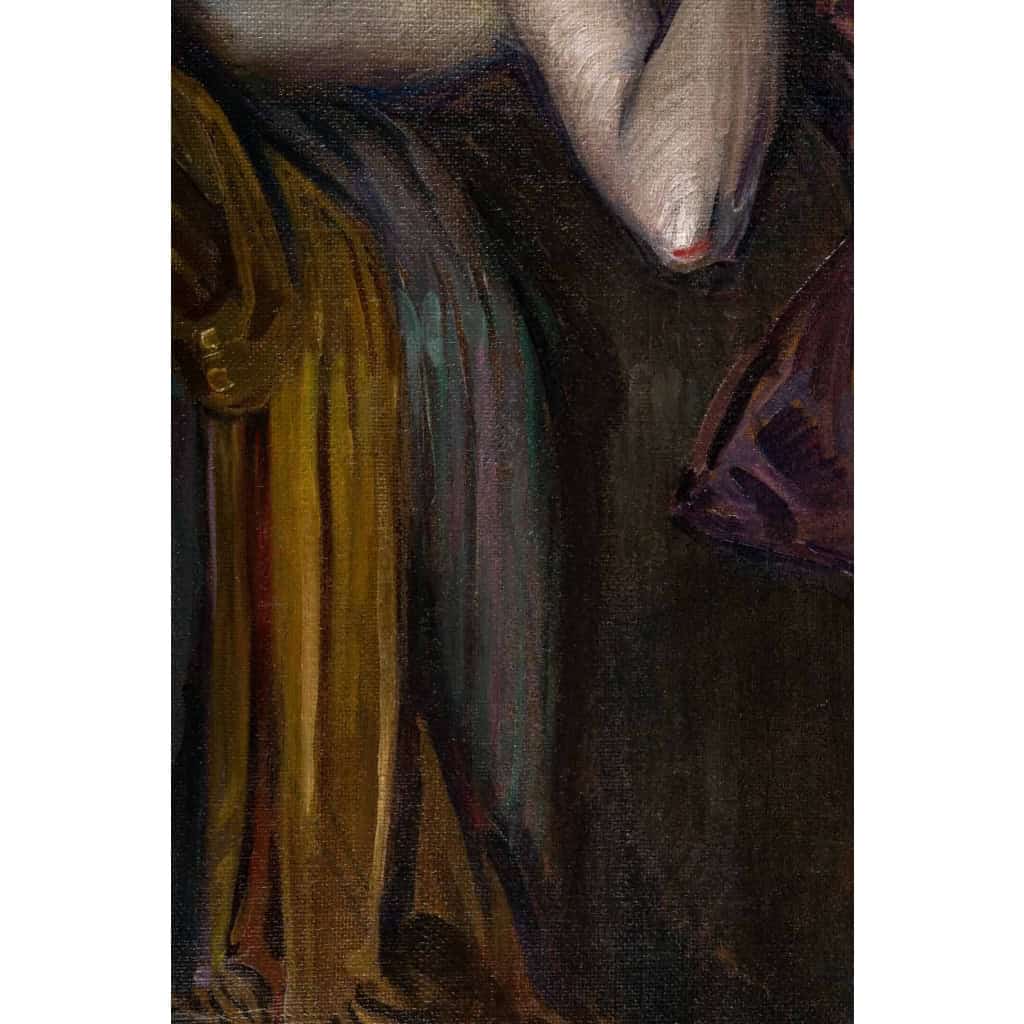 Huile sur toile représentant une femme couchée. Circa. 1920 – 1930 | Biron Huile sur toile représentant une femme couchée. Circa. 1920 - 1930