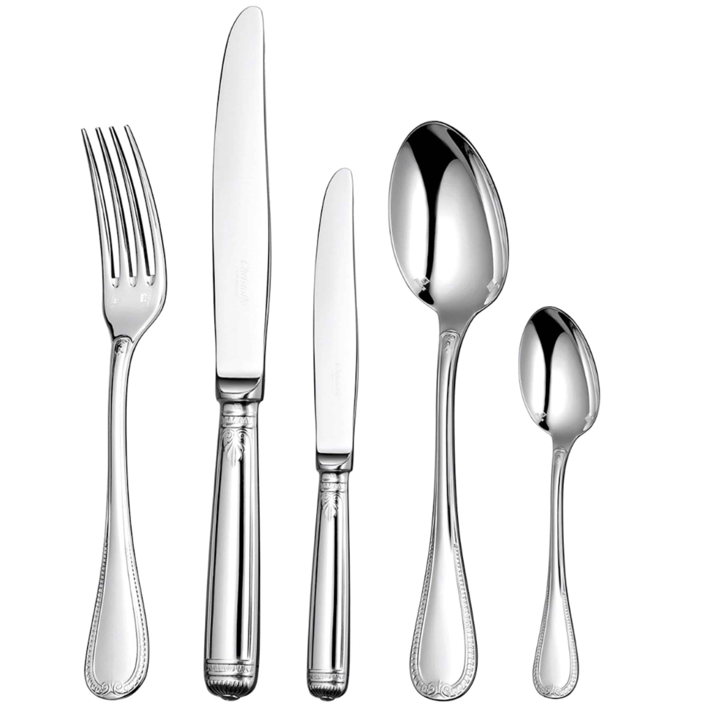 Christofle « Malmaison », Set Flatware for 8 ‘Including 3 Serving Cutlery’ | Biron ||