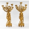 Paire de candélabres aux femmes en bronze doré et ciselé, fin XIXème | Biron Paire de candélabres aux femmes en bronze doré et ciselé, fin XIXème