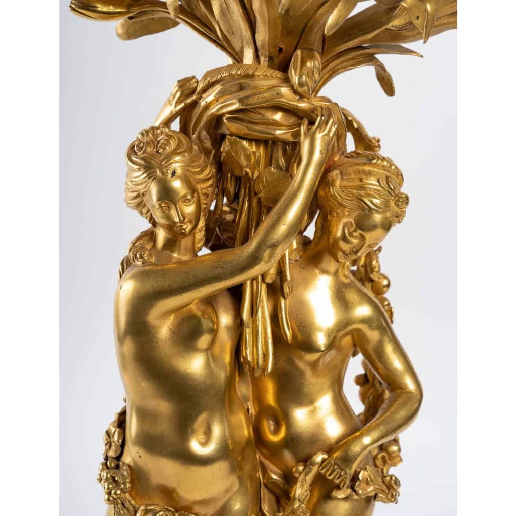 Paire de candélabres aux femmes en bronze doré et ciselé, fin XIXème | Biron Paire de candélabres aux femmes en bronze doré et ciselé, fin XIXème