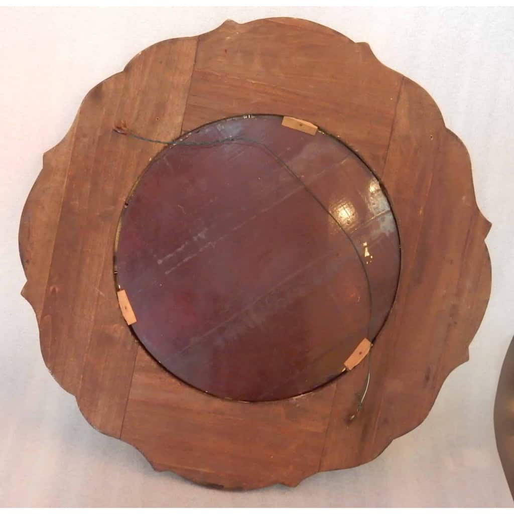 1970′ Miroir Cuivré Avec Décor De Fleurs Églomisés | Biron 1970′ Miroir Cuivré Avec Décor De Fleurs Églomisés