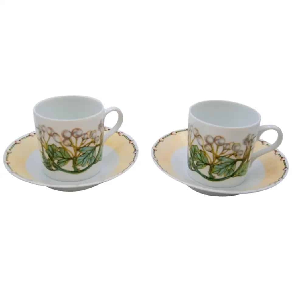 Lalique, 6 Cups and Saucers « Perles » Limoges Porcelain | Biron ||