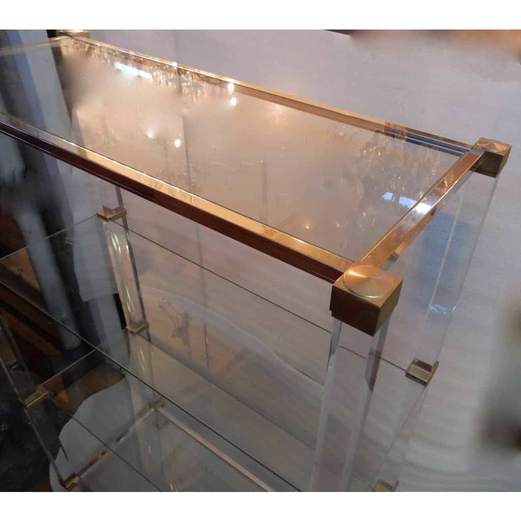 1970′ Étagère Pierre Vandel Altuglass Et Aluminium Doré | Biron 1970′ Étagère Pierre Vandel Altuglass Et Aluminium Doré
