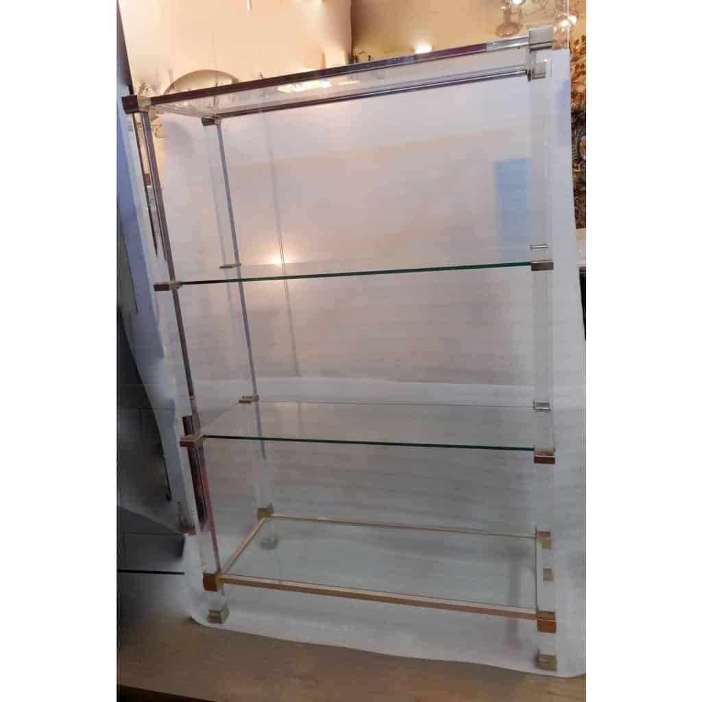 1970′ Étagère Pierre Vandel Altuglass Et Aluminium Doré | Biron 1970′ Étagère Pierre Vandel Altuglass Et Aluminium Doré