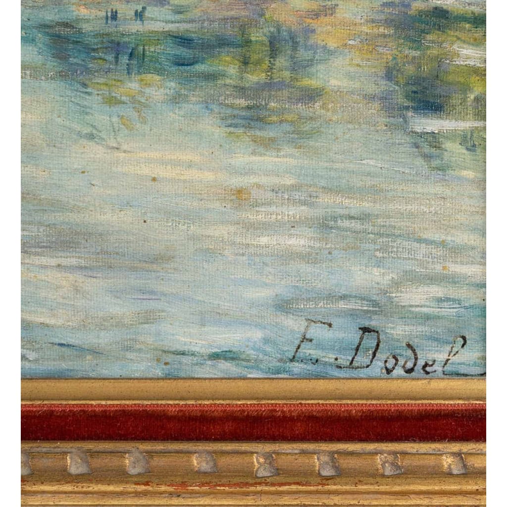 "Bord de rivière" de Elisabeth Dodel, début XXème.
