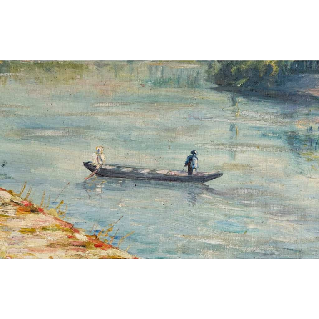 "Bord de rivière" de Elisabeth Dodel, début XXème.