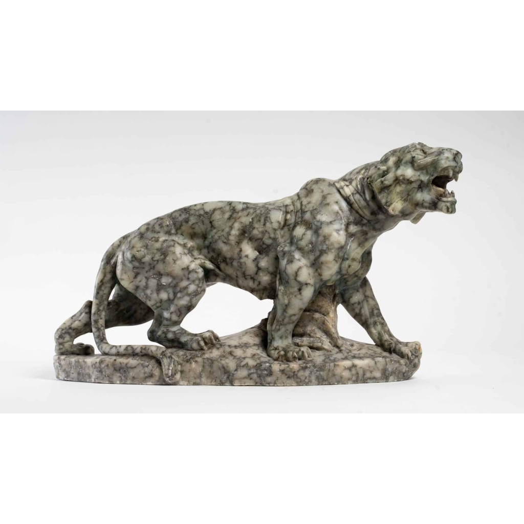 Sculpture de tigre en marbre, XXème siècle | Biron ||||||||
