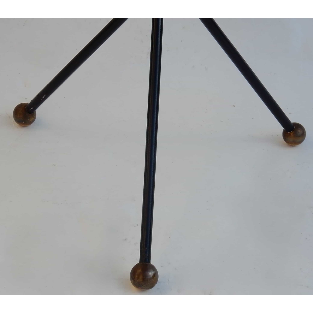 1960/70′ Guéridon Fer Forgé Ornements En Laiton Style Jacques Adnet Diamètre 49 cm | Biron 1960/70′ Guéridon Fer Forgé Ornements En Laiton Style Jacques Adnet Diamètre 49 cm