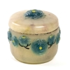 Boîte « Roses », « Renonculus » pâte de verre turquoise, jaune et blanche de Gabriel ARGY-ROUSSEAU | Biron Boîte "Roses", "Renonculus" pâte de verre turquoise, jaune et blanche de Gabriel ARGY-ROUSSEAU