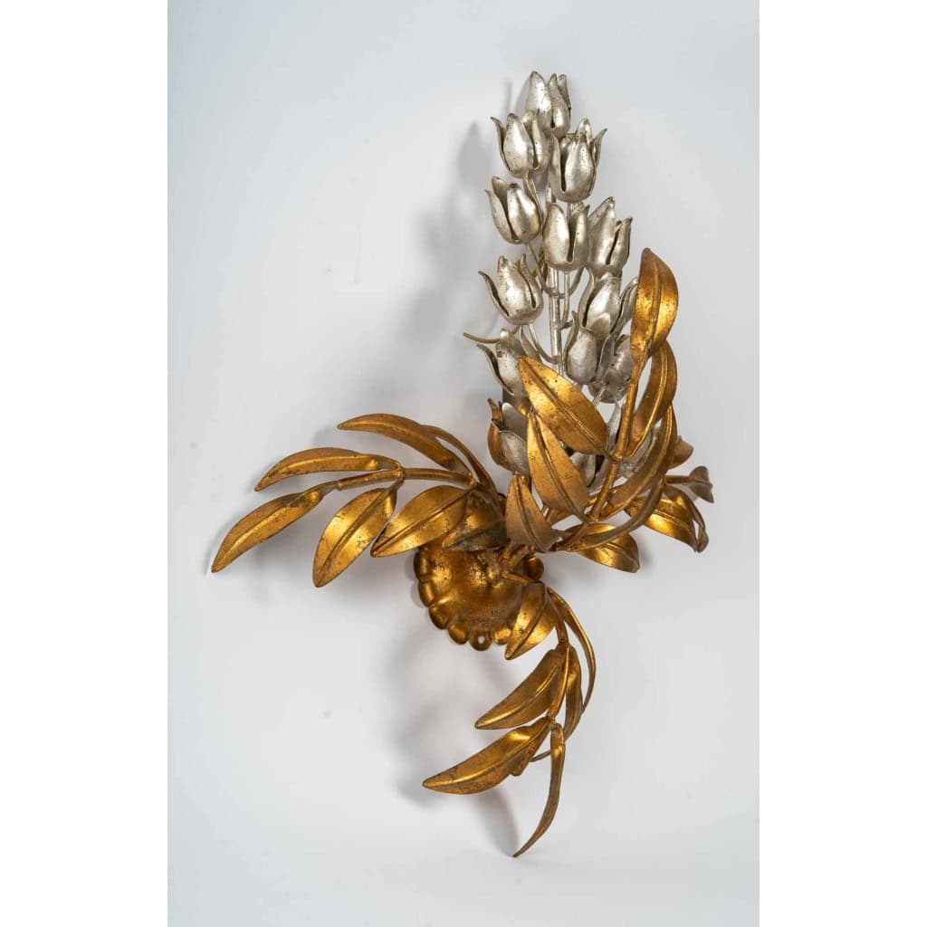 Applique des années 1960 en métal doré et argenté | Biron Applique des années 1960 en métal doré et argenté