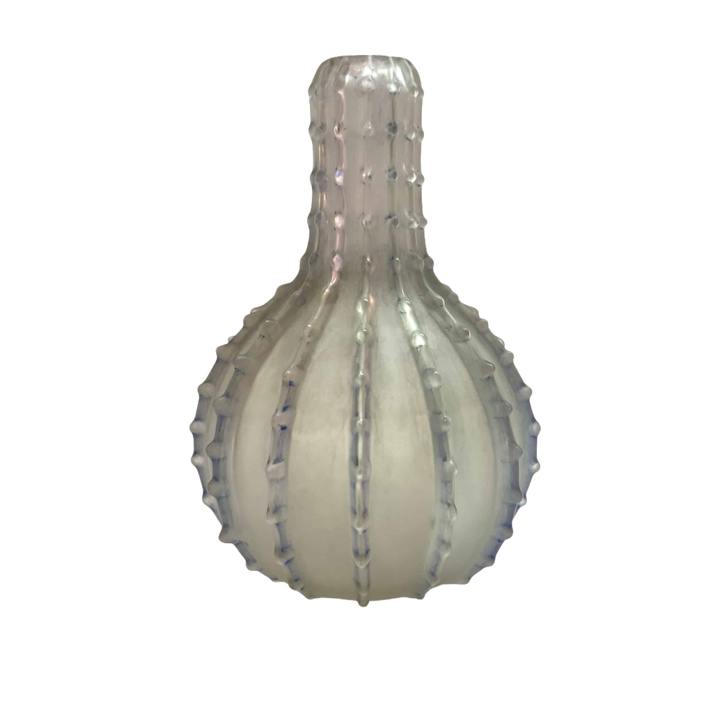 Vase « Dentelé » verre blanc patiné bleu de René LALIQUE | Biron |||||||