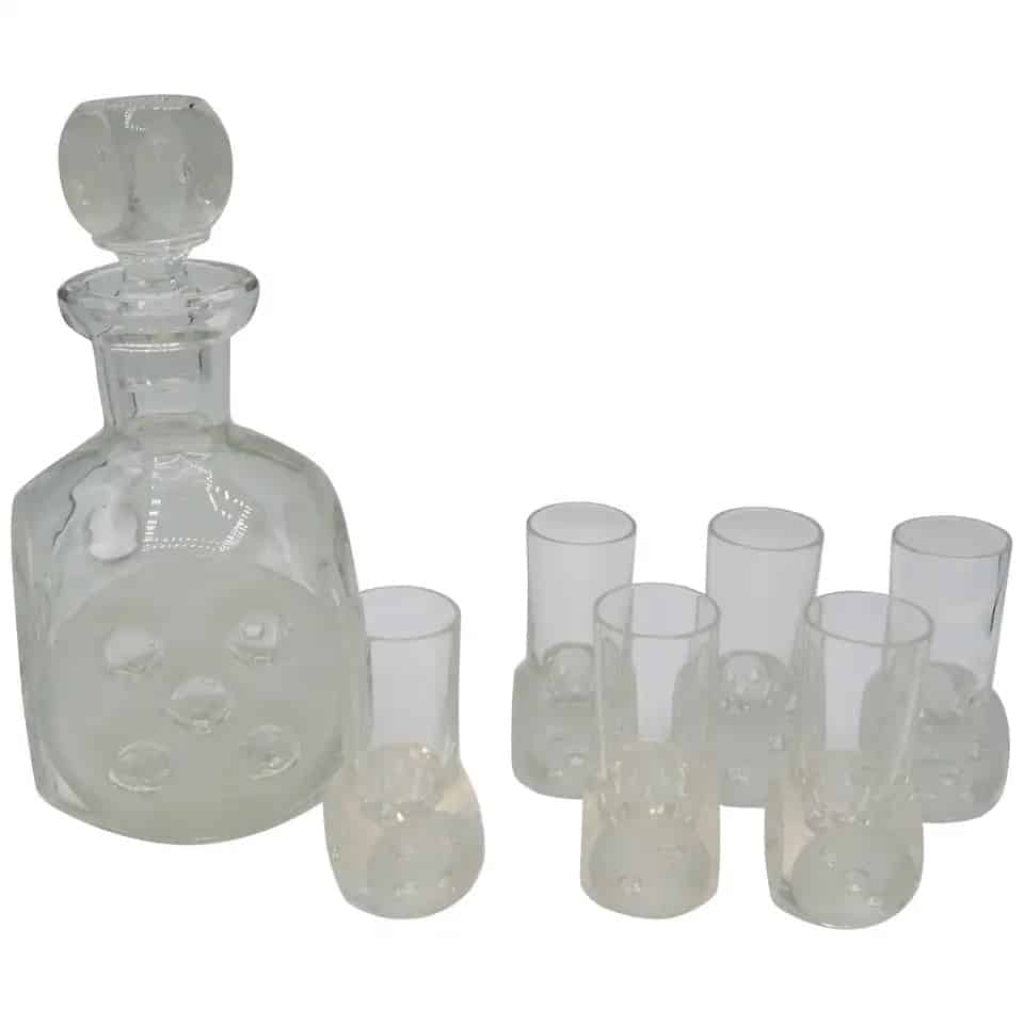 Anonyme, Service à Cocktail « jeu de dés » – 1 carafe et 6 verres | Biron ||