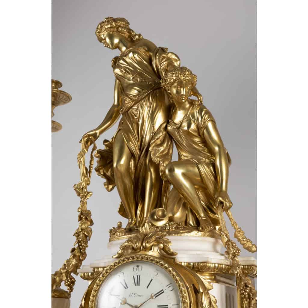 A Monumental Napoleon III Ormulu and white Marble Clock Set by Henri Vian (1860-1905) | Biron A Monumental Napoleon III Ormulu and white Marble Clock Set by Henri Vian (1860-1905)