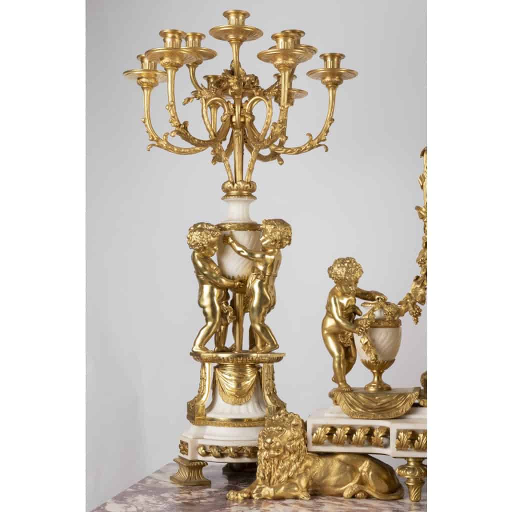 A Monumental Napoleon III Ormulu and white Marble Clock Set by Henri Vian (1860-1905) | Biron A Monumental Napoleon III Ormulu and white Marble Clock Set by Henri Vian (1860-1905)