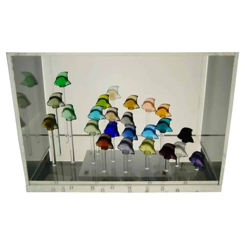 Lalique France, Aquarium of Crystal 24 Fishes-Scalars | Biron ||