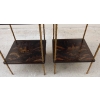 1950′ Paire de Tables Maison Baguès Décor Palmier en Bronze Doré Avec Plateaux Laque de Chine 36 X 36 X H 54 CM
