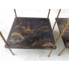 1950′ Paire de Tables Maison Baguès Décor Palmier en Bronze Doré Avec Plateaux Laque de Chine 36 X 36 X H 54 CM