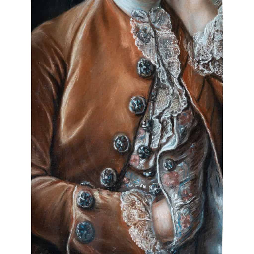 portrait d'un gentilhomme .Pastel encadré 18 eme siecle