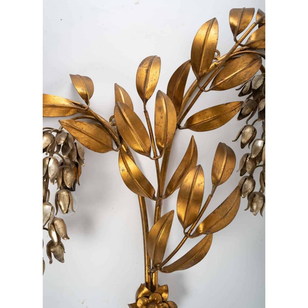 Applique des années 1960 en métal doré et argenté | Biron Applique des années 1960 en métal doré et argenté