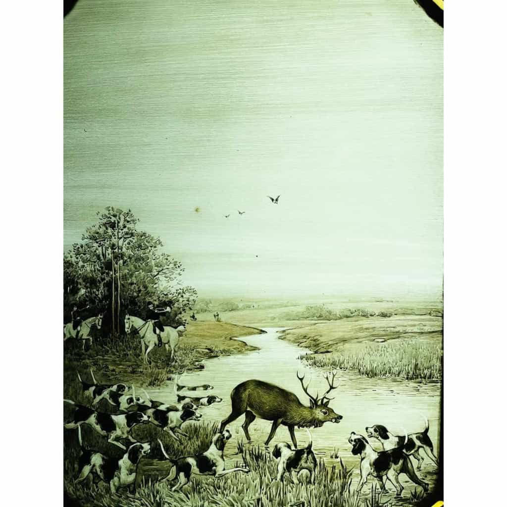 Série de quatre vitraux « chasse à courre » | Biron Série de quatre vitraux "chasse à courre"