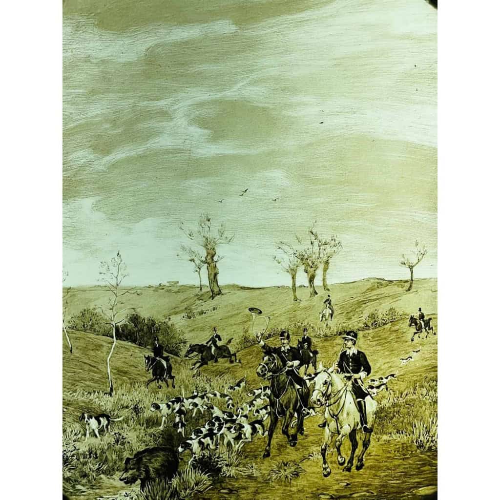 Série de quatre vitraux « chasse à courre » | Biron Série de quatre vitraux "chasse à courre"