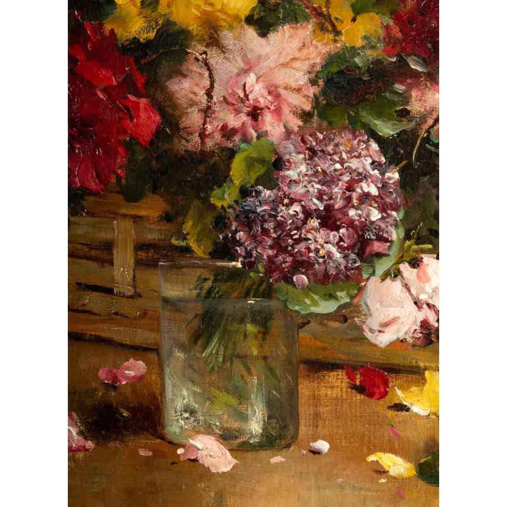 Charles Gilbert Martin 1830-1905. Panier de fleurs.