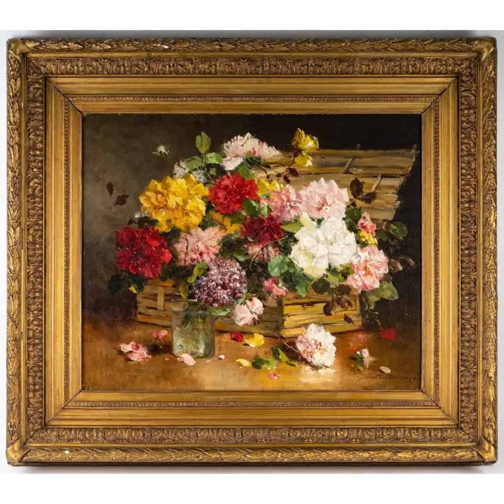 Charles Gilbert Martin 1830-1905. Panier de fleurs.
