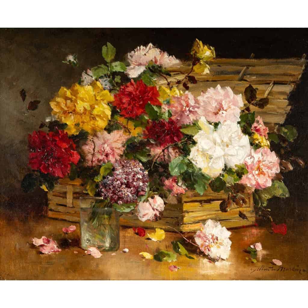 Charles Gilbert Martin 1830-1905. Panier de fleurs.