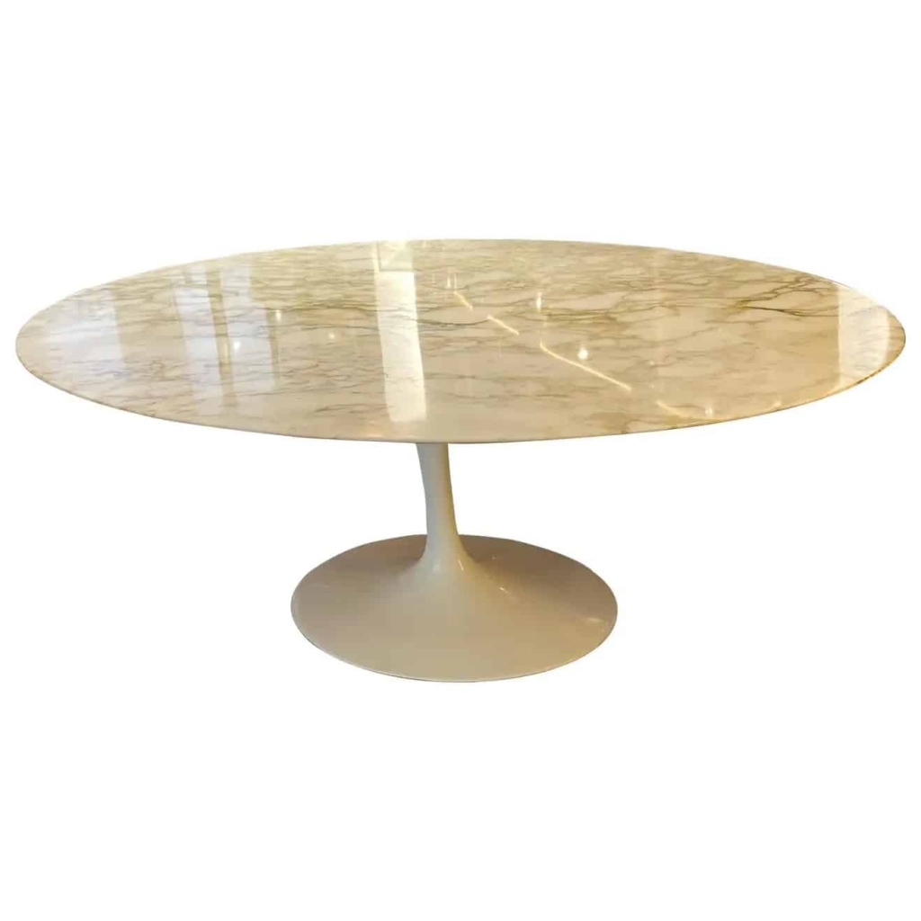 KNOLL & Eero Saarinen : Table Ovale « Tulip » 198 cm Calacatto Oro Verde | Biron ||