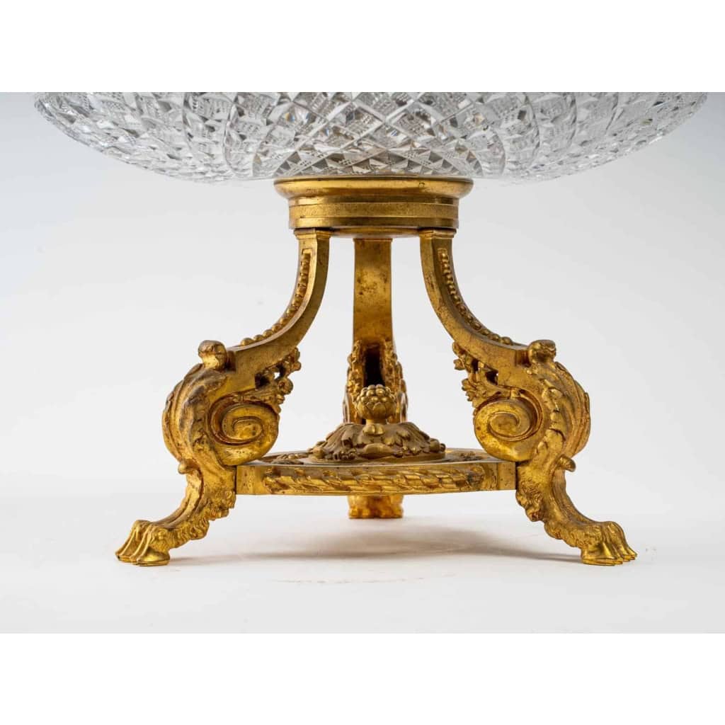 Coupe avec cône en cristal et bronze XIXème siècle