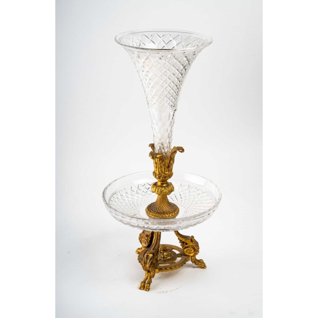 Coupe avec cône en cristal et bronze XIXème siècle