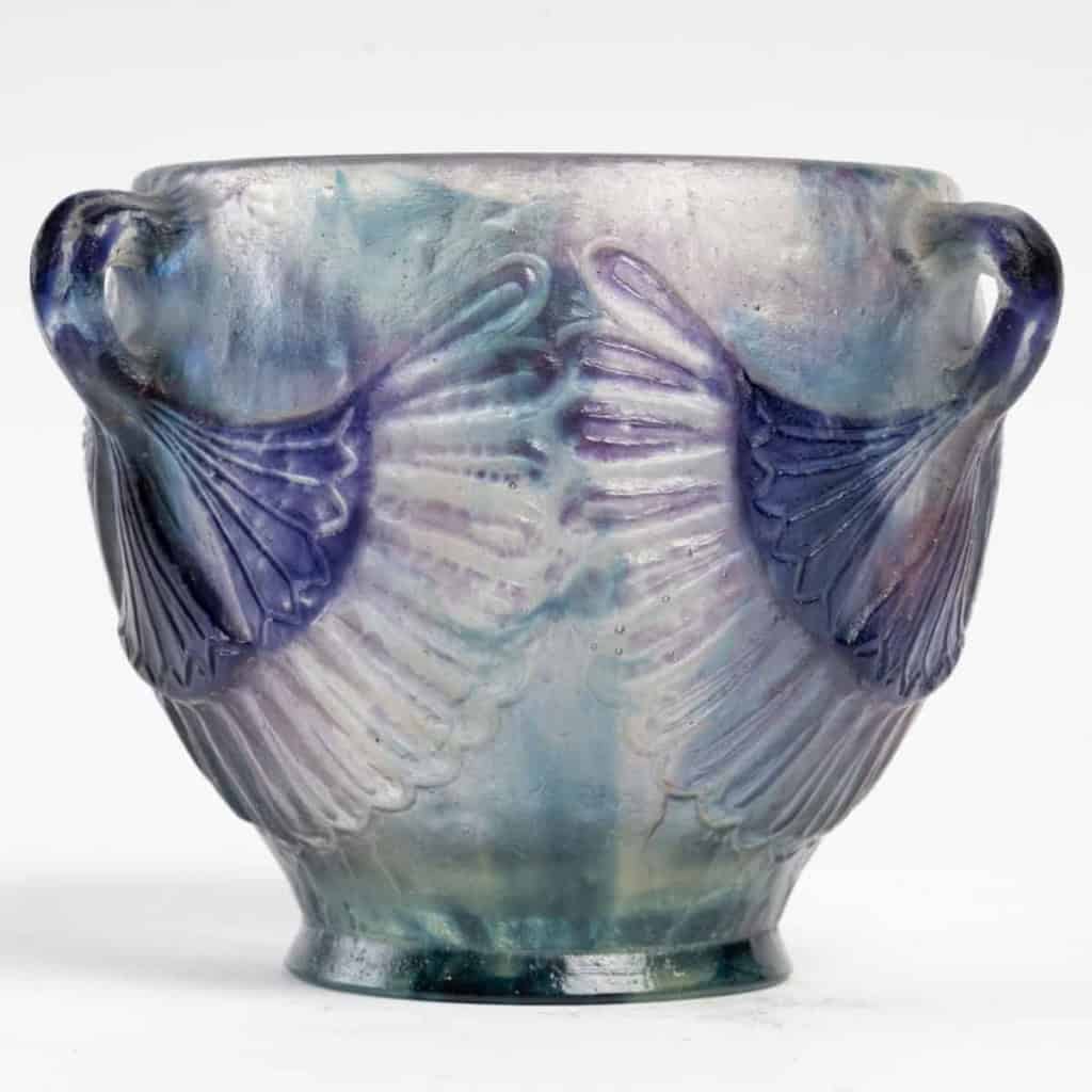 Coupe « Lotus » pâte de verre bleu, violet et turquoise de Gabriel ARGY-ROUSSEAU | Biron Coupe "Lotus" pâte de verre bleu, violet et turquoise de Gabriel ARGY-ROUSSEAU
