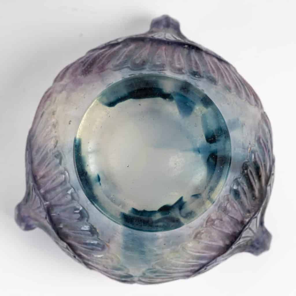 Coupe « Lotus » pâte de verre bleu, violet et turquoise de Gabriel ARGY-ROUSSEAU | Biron Coupe "Lotus" pâte de verre bleu, violet et turquoise de Gabriel ARGY-ROUSSEAU